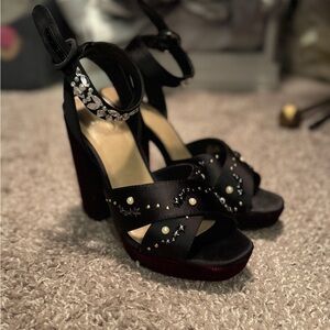 Mix No. 6 Black Heels with Pearl and Crystal Details